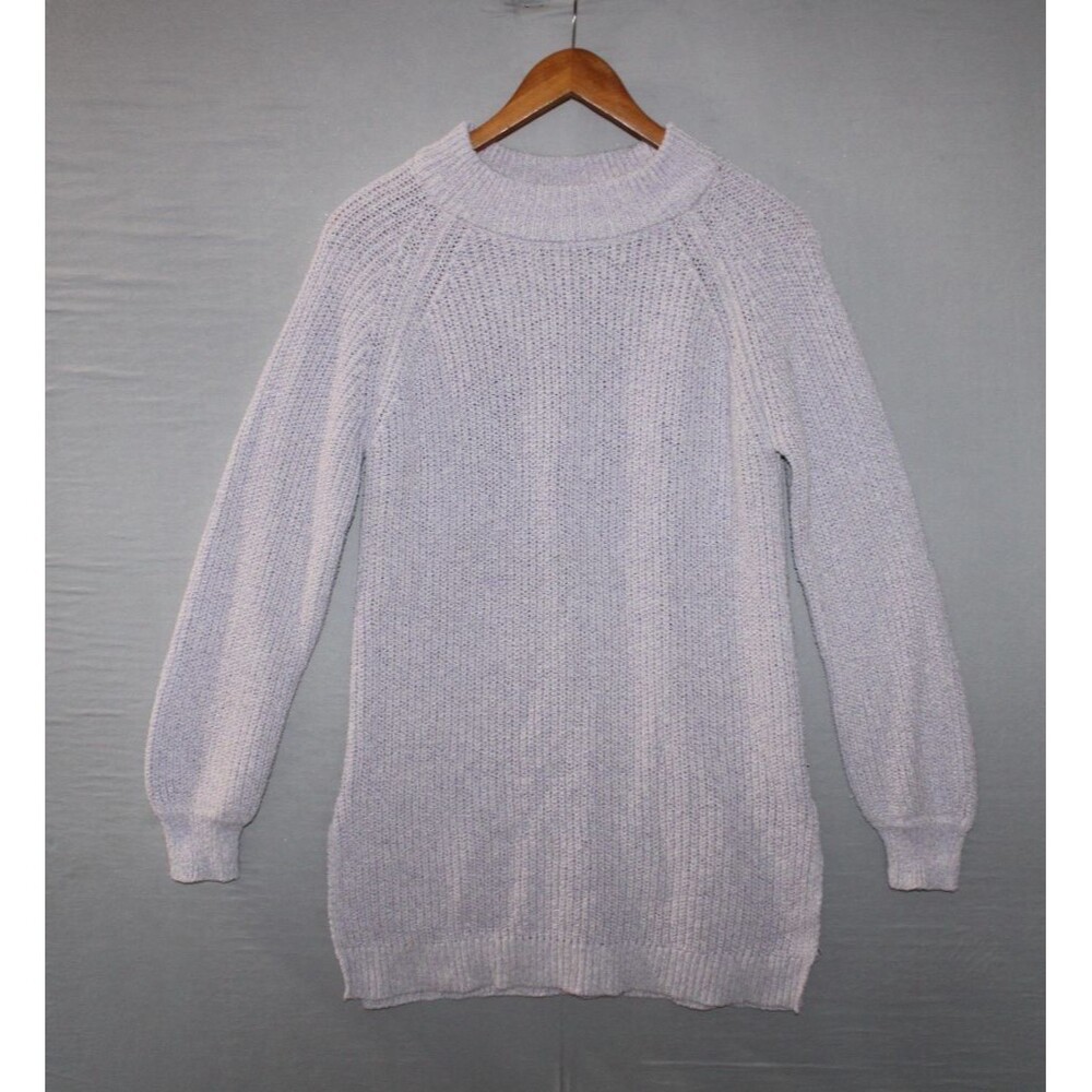 Roots Canada Women Heavy Knit Sweater Size Small Purple Long Winter Cotton Blend